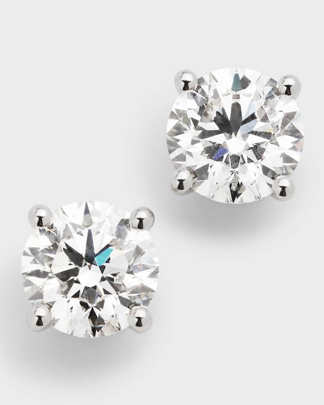 Lab Grown Diamond 18K White Gold Round Stud Earrings